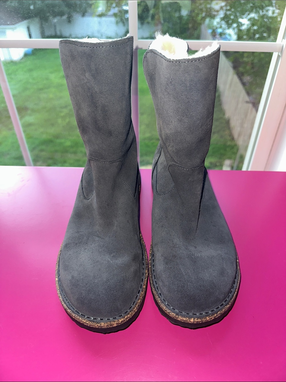 Birkenstock Dark Grey Suede Shearling-Lined Winter Boots